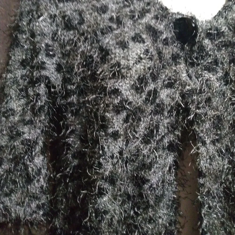 Vintage Isela Fuzzy Animal Print Cardigan Sweater In A Size Medium - Picture 8 of 15